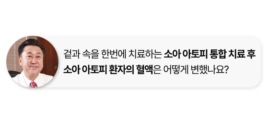 소아 아토피 통합 치료 후 소아 아토피 환자의 혈액은 어떻게 변했나요?