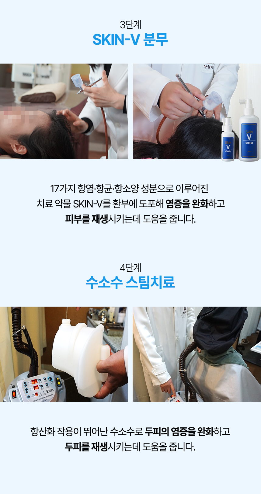 3단계 skin-v 분무 4단계 수소수 스팀치료